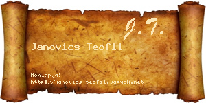 Janovics Teofil névjegykártya